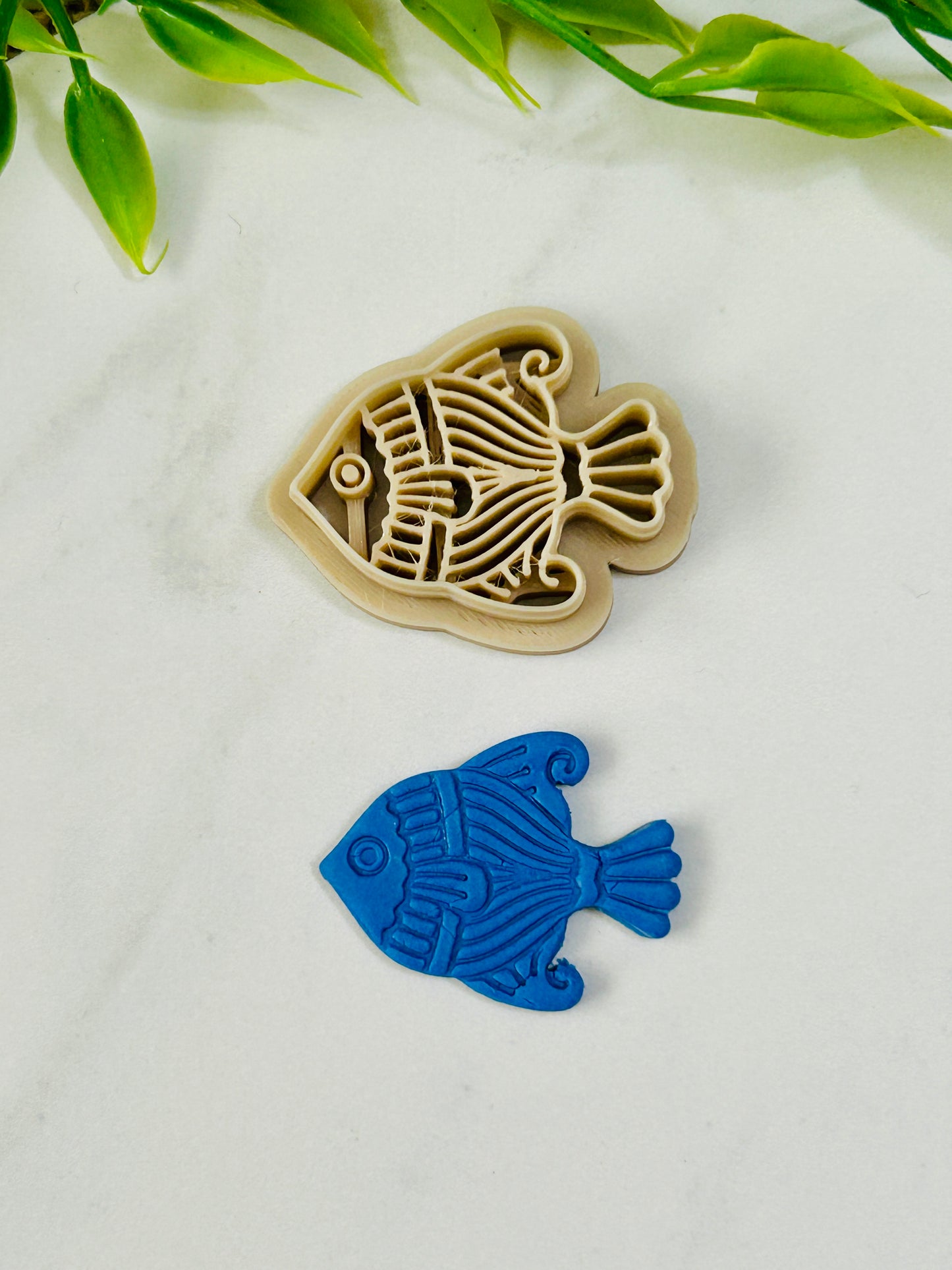 2pc Whimsical Fish Imprint Polymer Clay Cutter Set 5 Styles and Sizes YOU CHOOSE