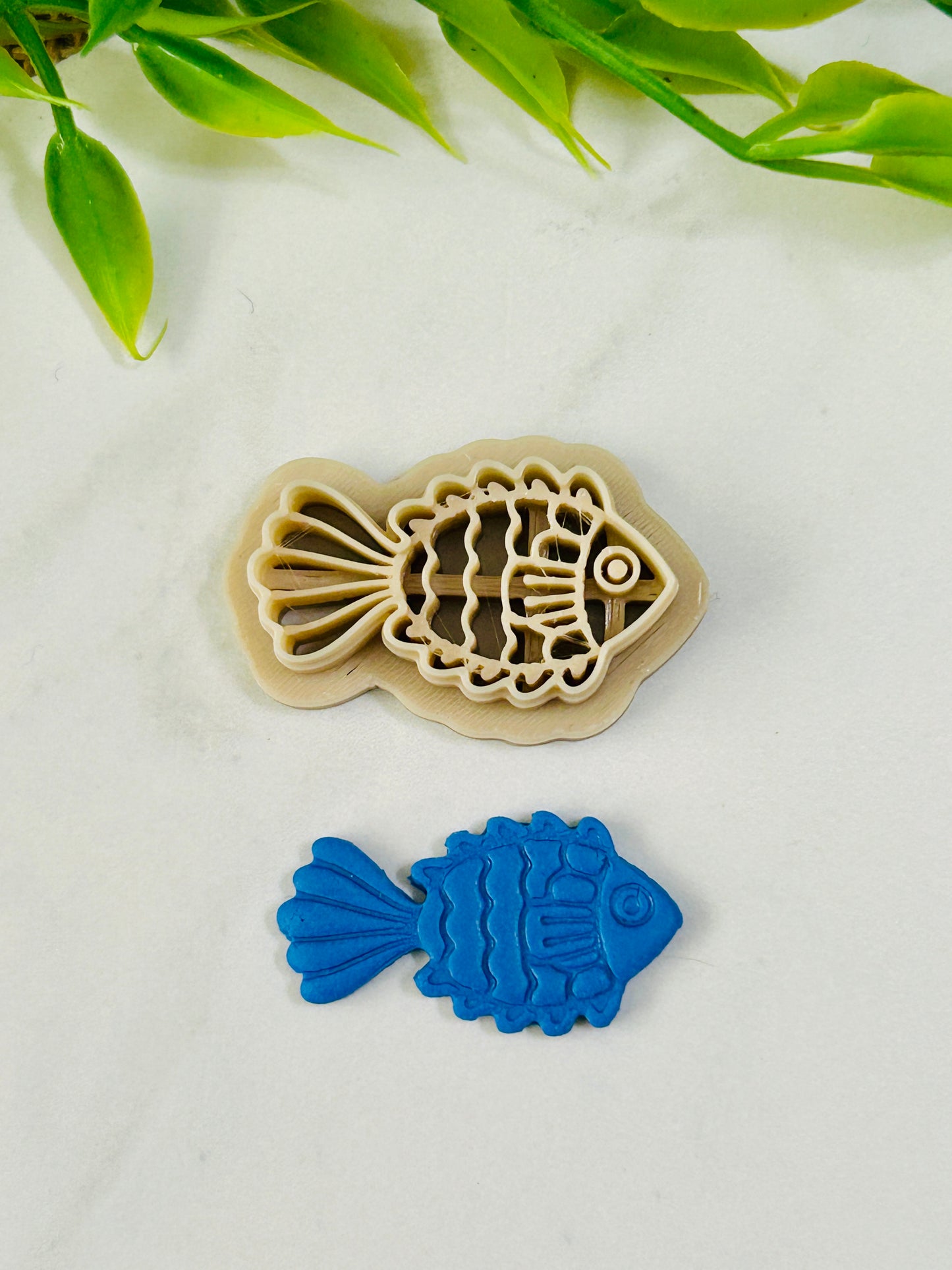 2pc Whimsical Fish Imprint Polymer Clay Cutter Set 5 Styles and Sizes YOU CHOOSE