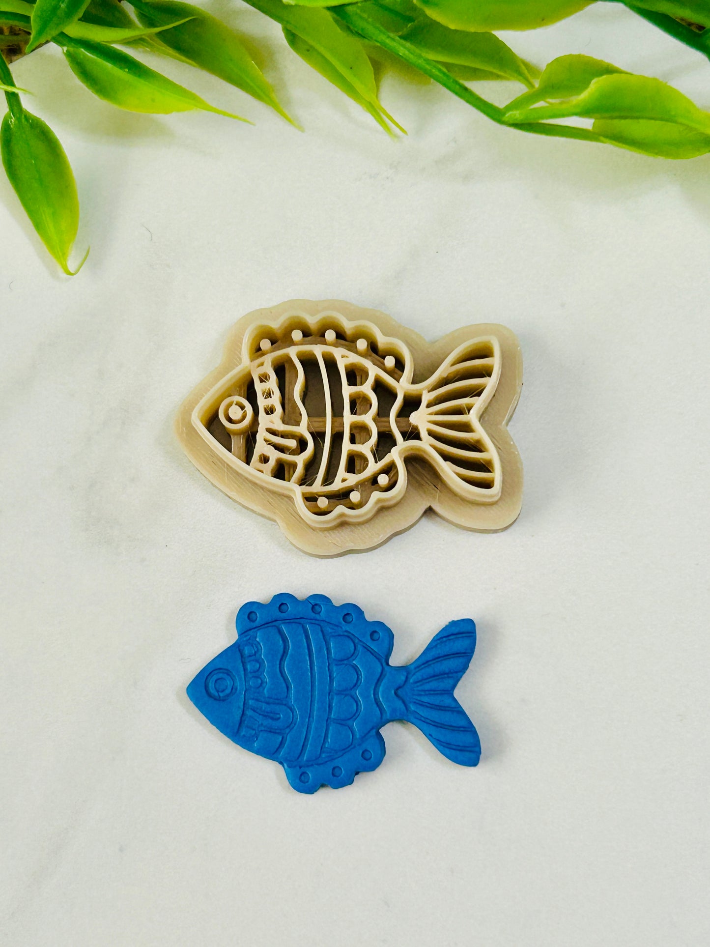 2pc Whimsical Fish Imprint Polymer Clay Cutter Set 5 Styles and Sizes YOU CHOOSE