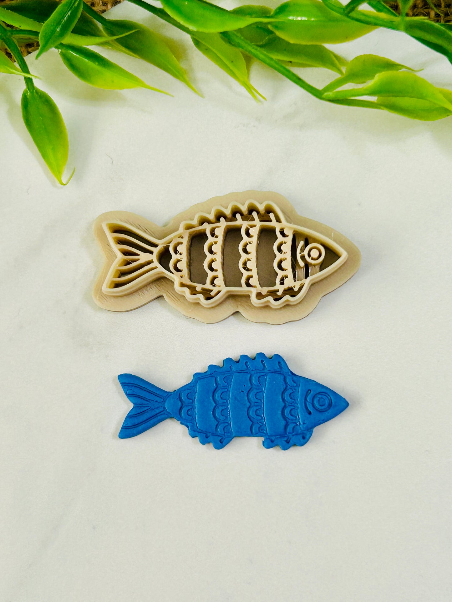 2pc Whimsical Fish Imprint Polymer Clay Cutter Set 5 Styles and Sizes YOU CHOOSE