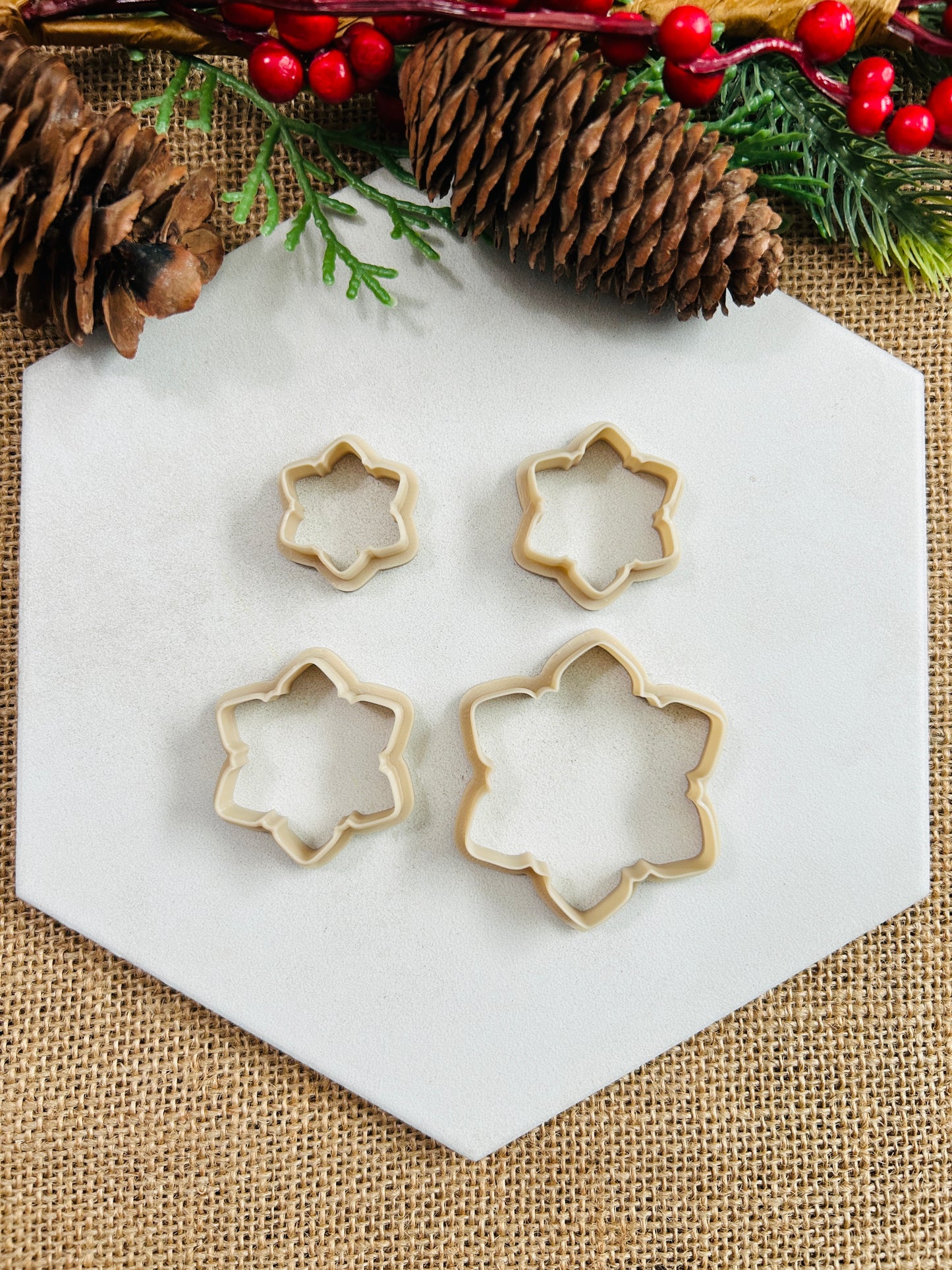 Winter Snowflake Outline Style 1 Polymer Clay Cutter 6 Sizes You Choose