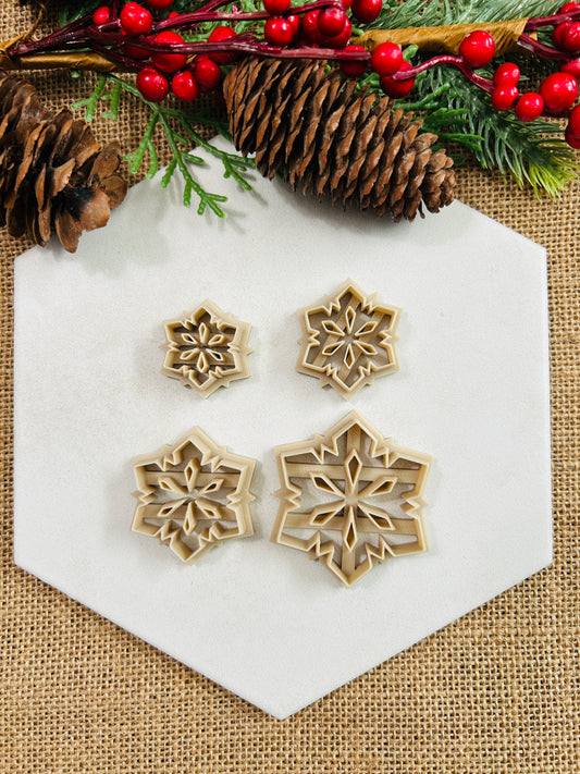 Snowflake Imprint Style 4 Polymer Clay Cutter 6 Sizes You Choose