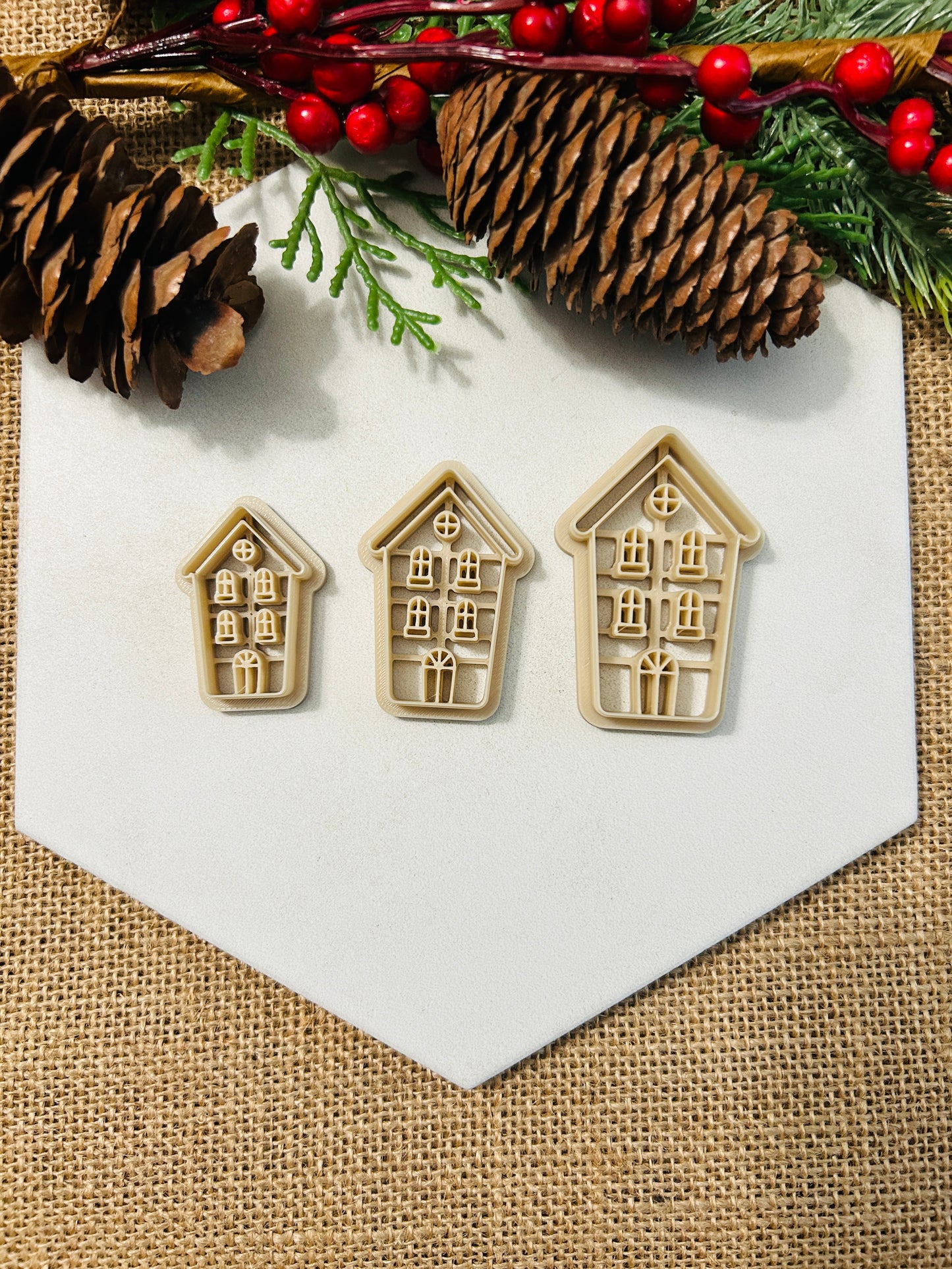 Quirky Village House Imprint Polymer Clay Cutter 3 Styles and Sizes You Choose