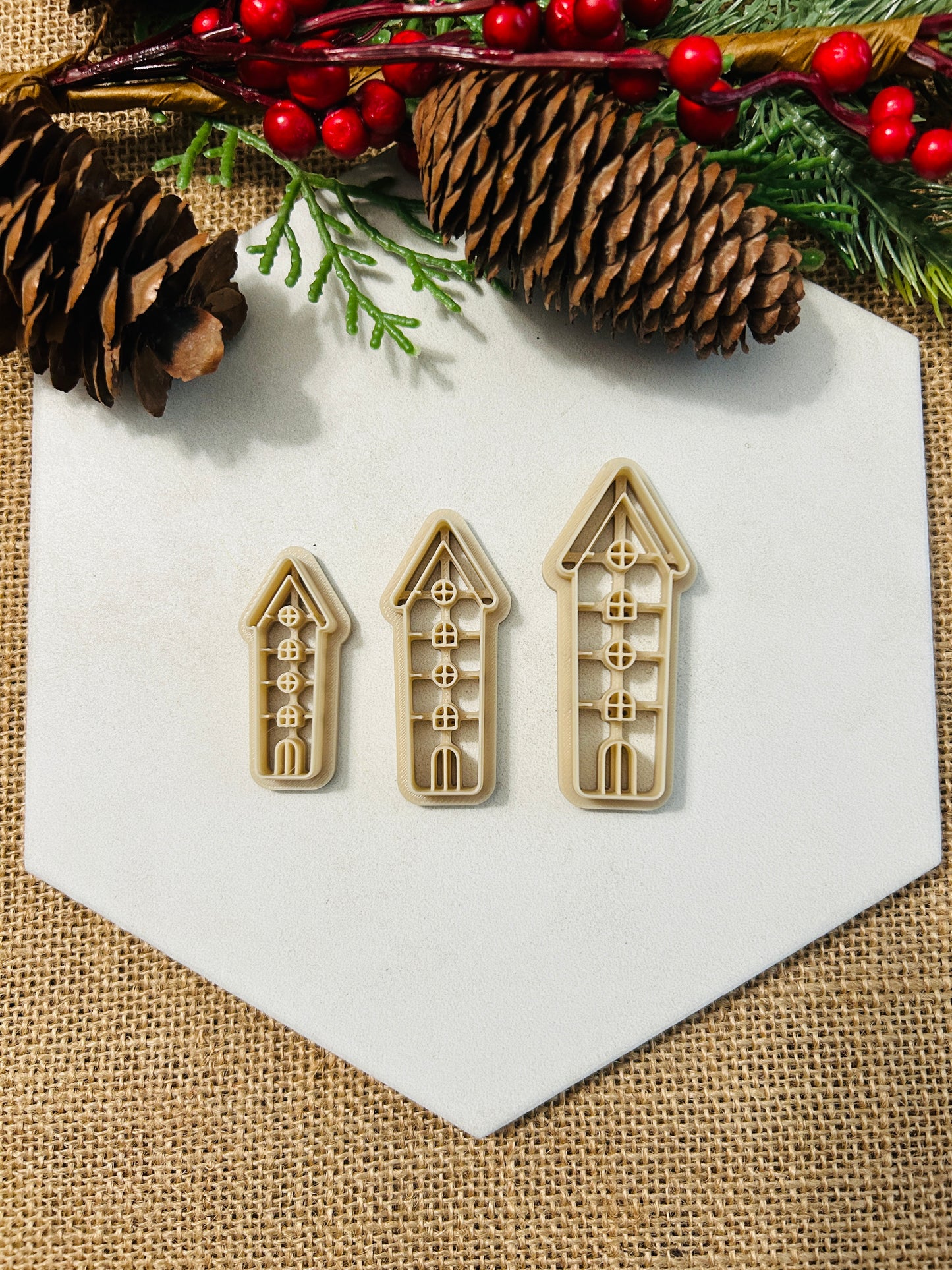 Quirky Village House Imprint Polymer Clay Cutter 3 Styles and Sizes You Choose