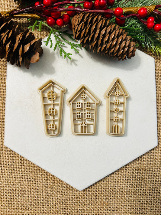 Quirky Village House Imprint Polymer Clay Cutter 3 Styles and Sizes You Choose