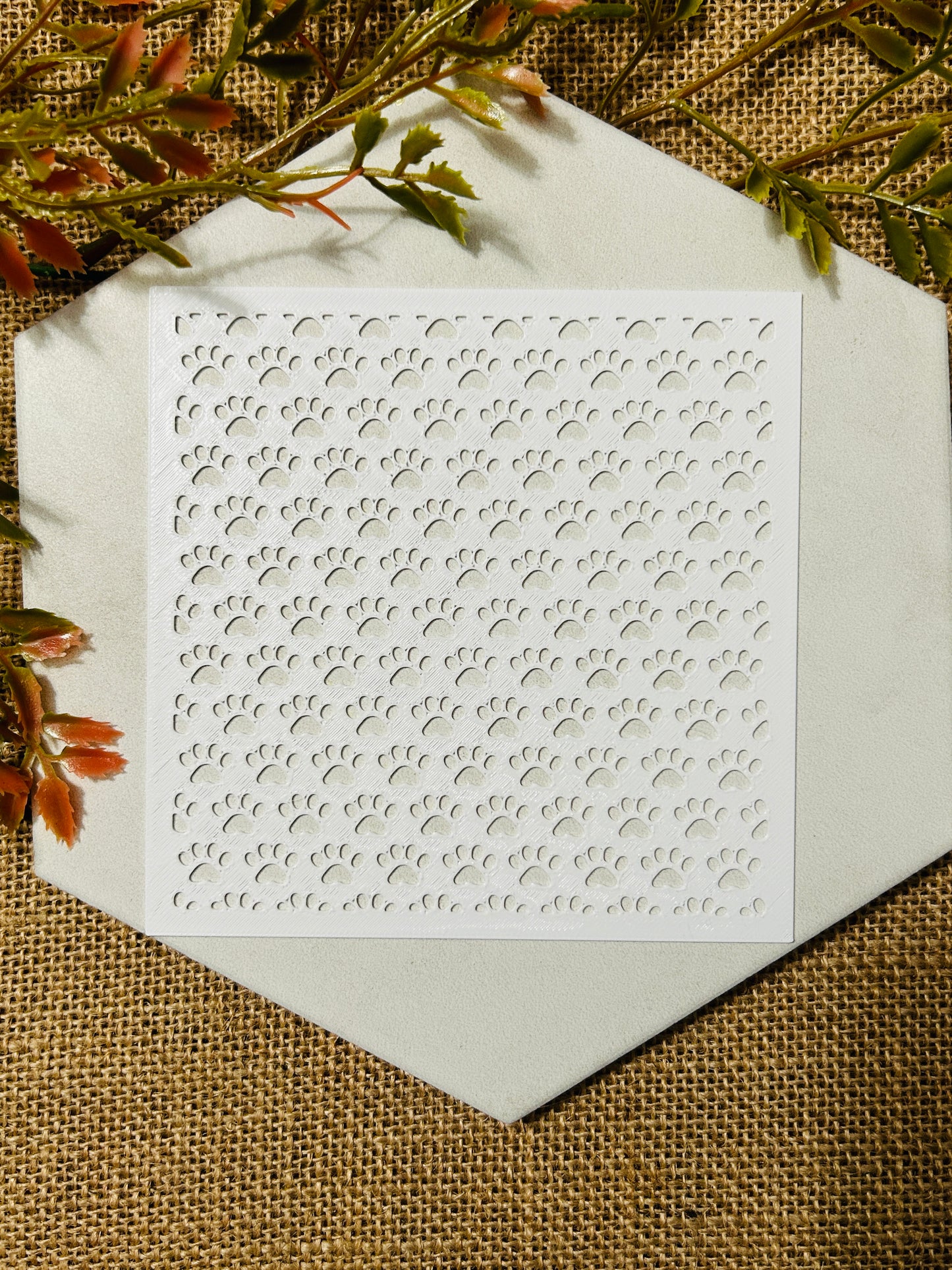 Paw Print Pattern Stencil For Polymer Clay
