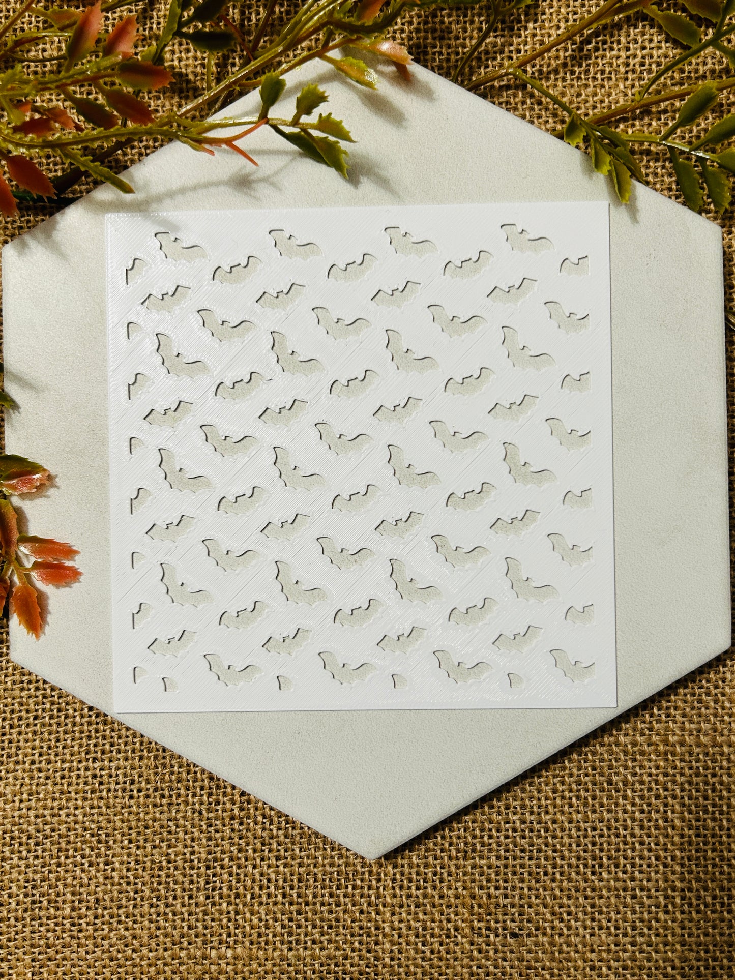 Bats In Flight Pattern Stencil For Polymer Clay