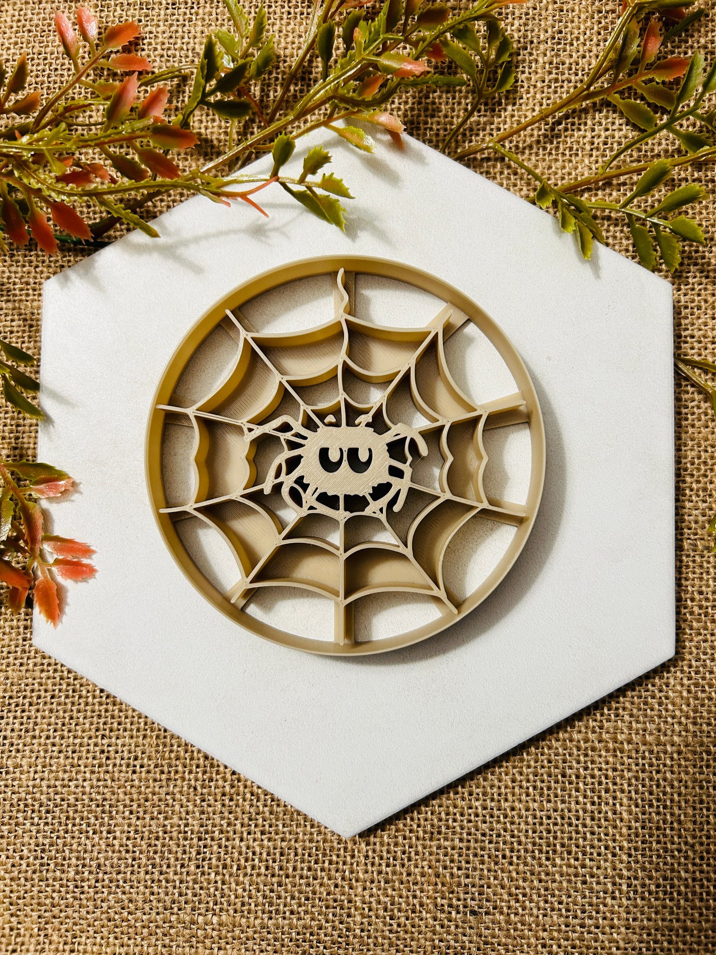 Spider In Web Trinket Dish Imprinted Polymer Clay Cutter