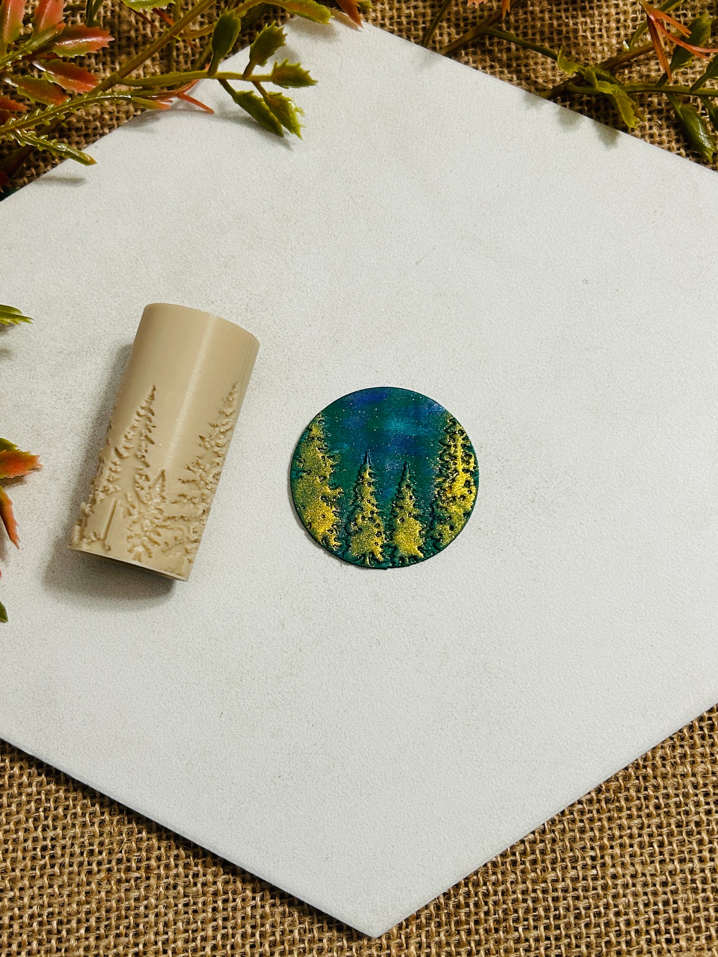 Pine Tree Forest Tree Line Texture Roller For Polymer Clay