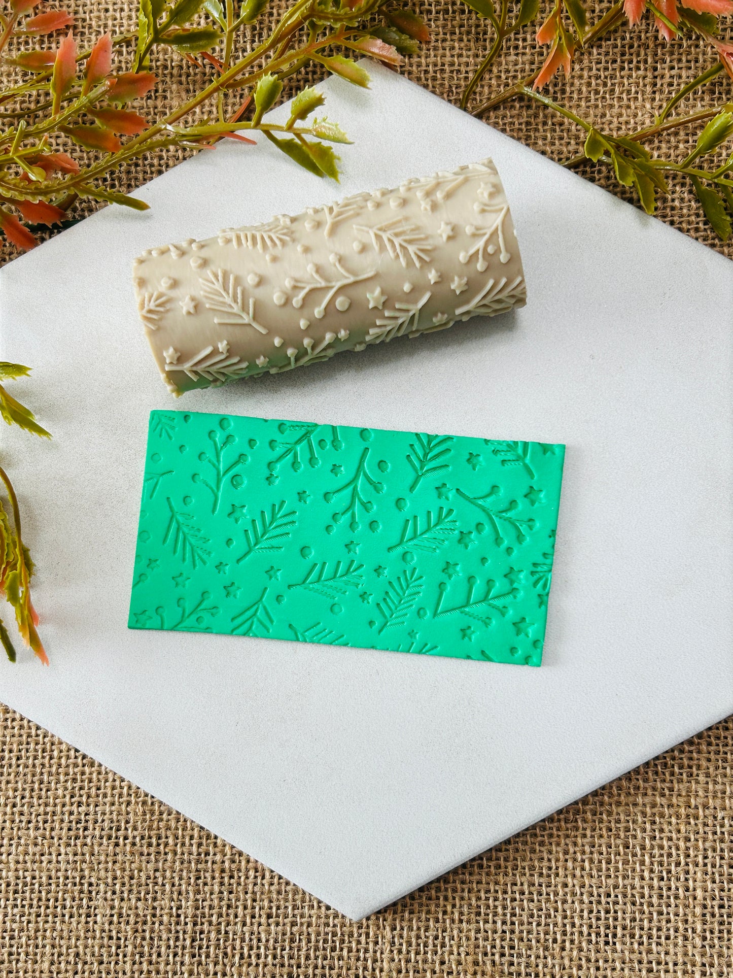 Winter Foliage Texture Roller For Polymer Clay 2 STYLES YOU CHOOSE