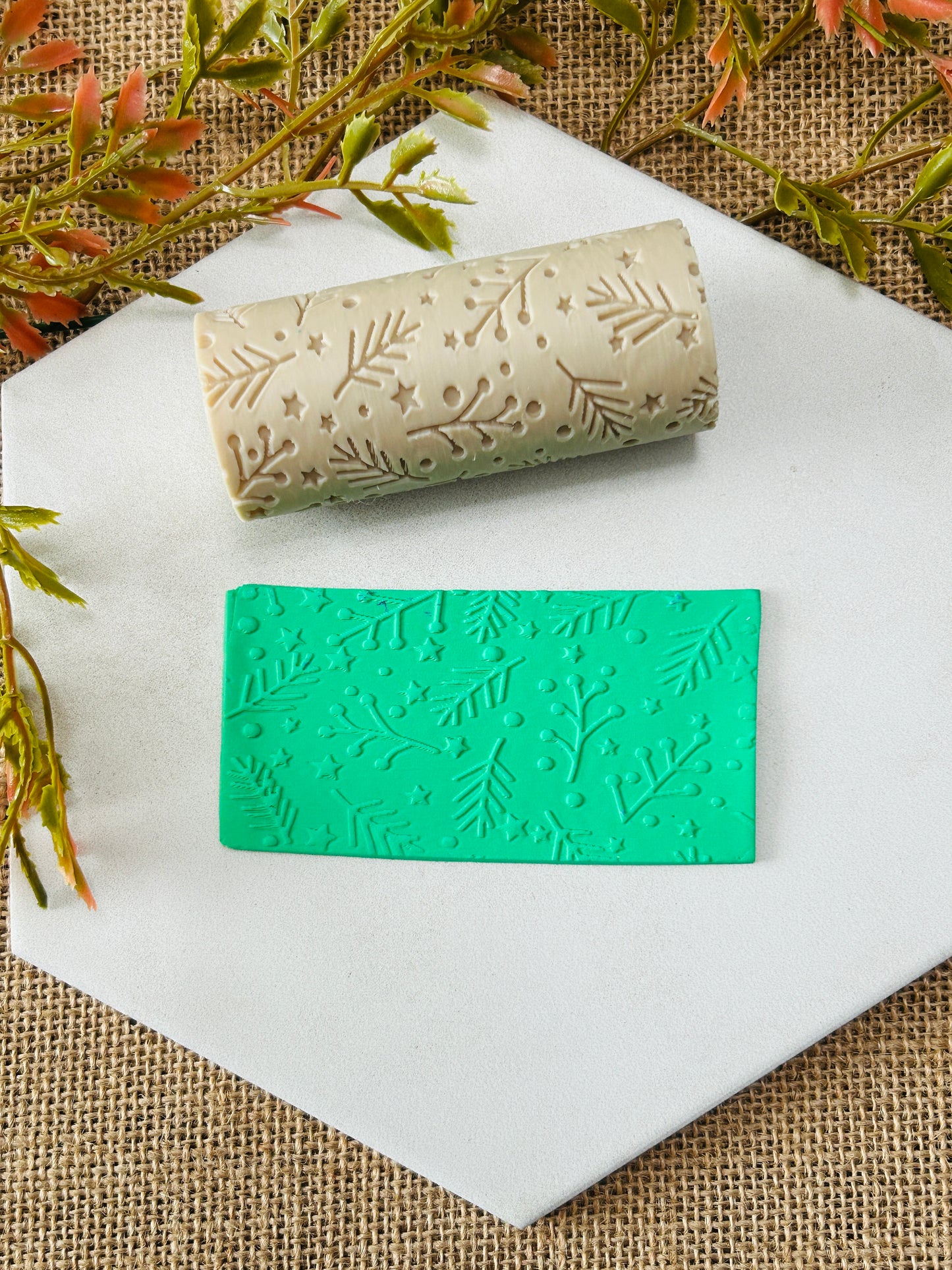 Winter Foliage Texture Roller For Polymer Clay 2 STYLES YOU CHOOSE