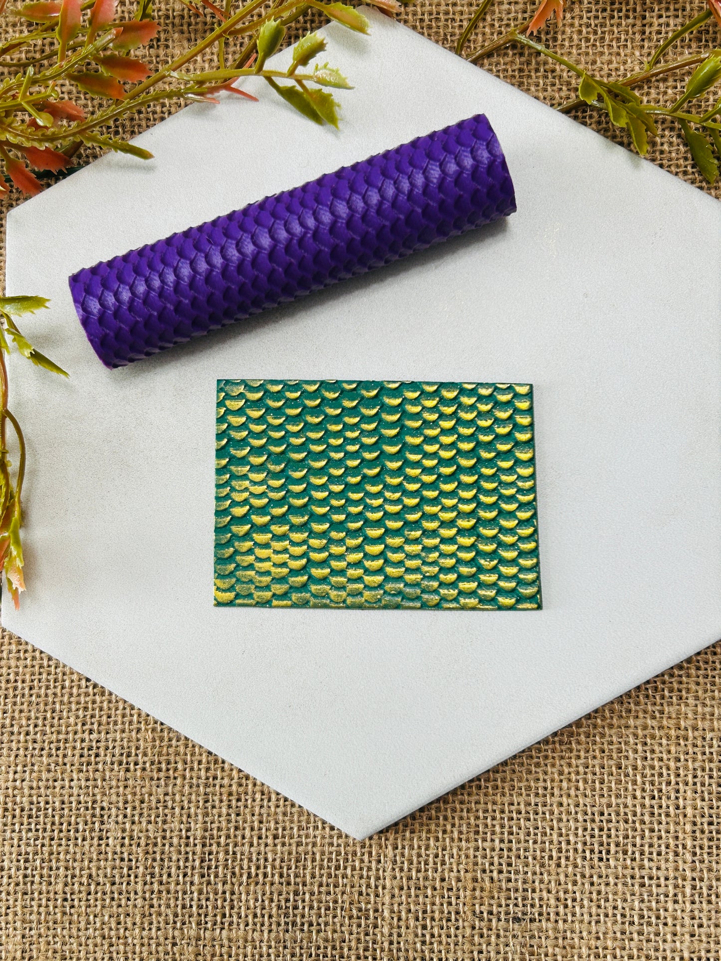 Dragon Scales Print Texture Roller For Polymer Clay