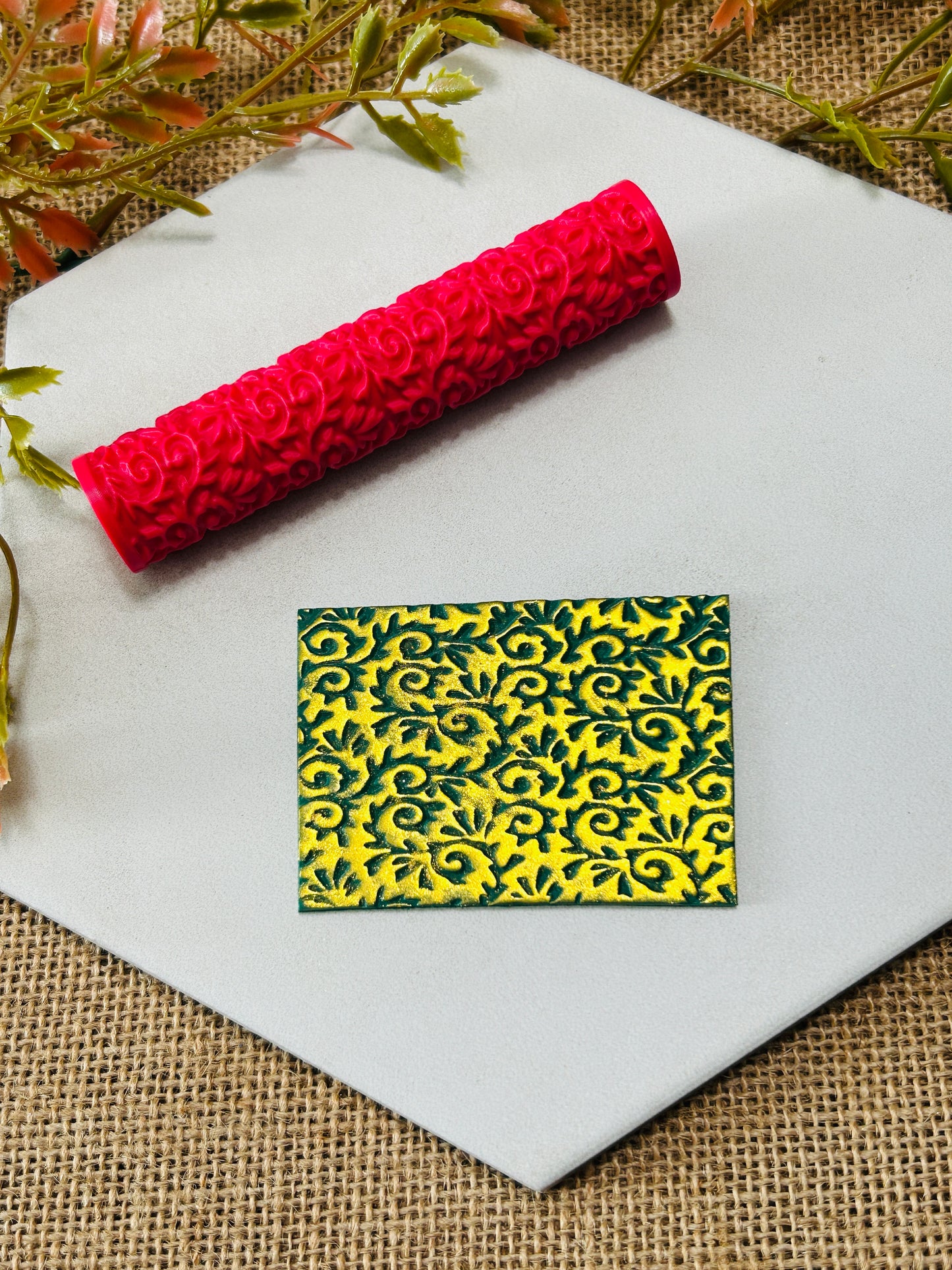 Twisty Vine Print Texture Roller For Polymer Clay