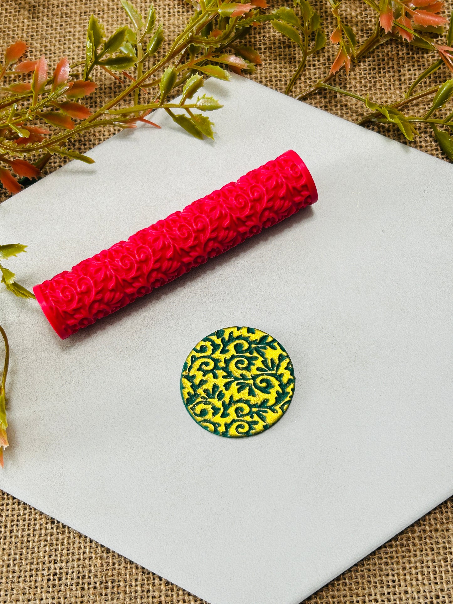 Twisty Vine Print Texture Roller For Polymer Clay