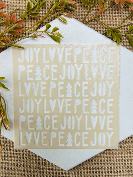 Christmas Peace Love Joy Pattern Stencil For Polymer Clay