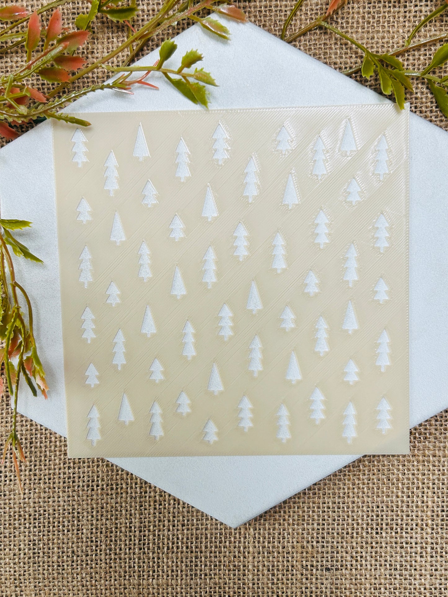 Christmas Tree Forest Pattern Stencil For Polymer Clay