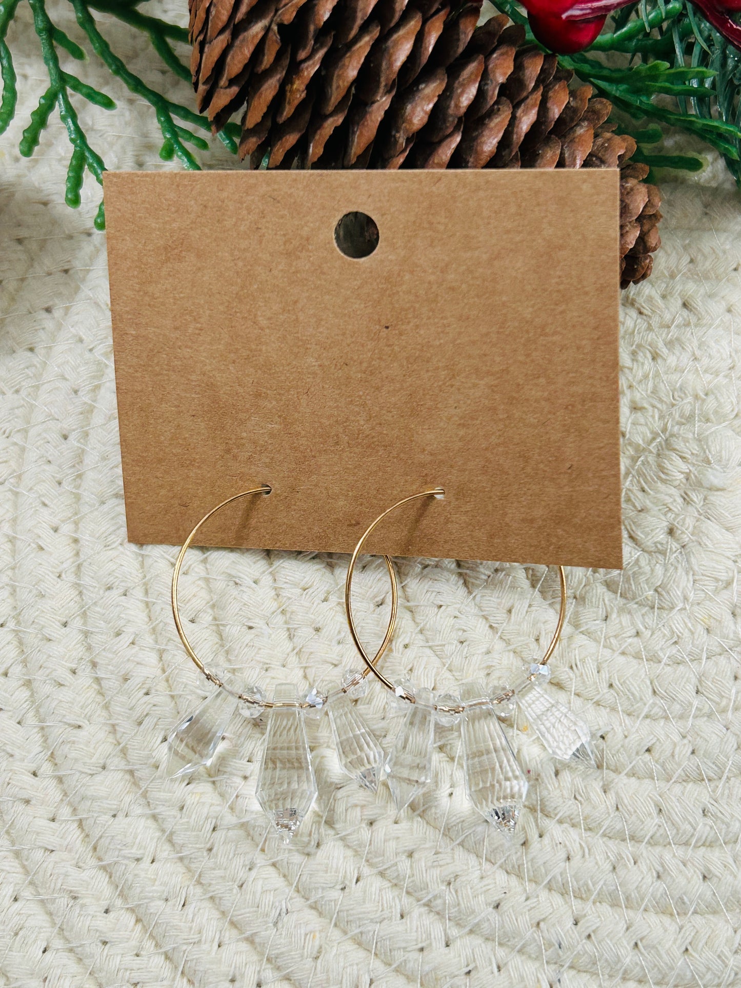 Crystal Winter Icicle Hoop Earrings 2 Colors To Choose From