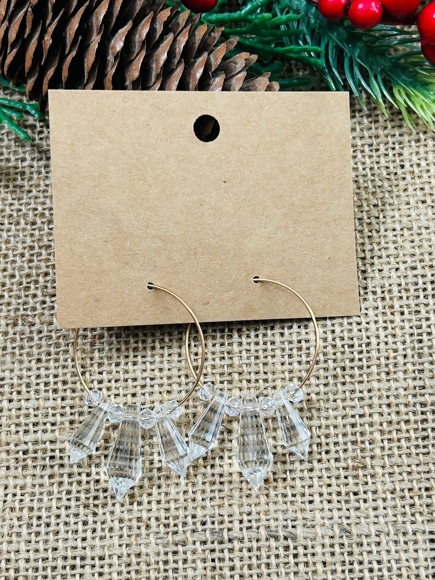 Crystal Winter Icicle Hoop Earrings 2 Colors To Choose From