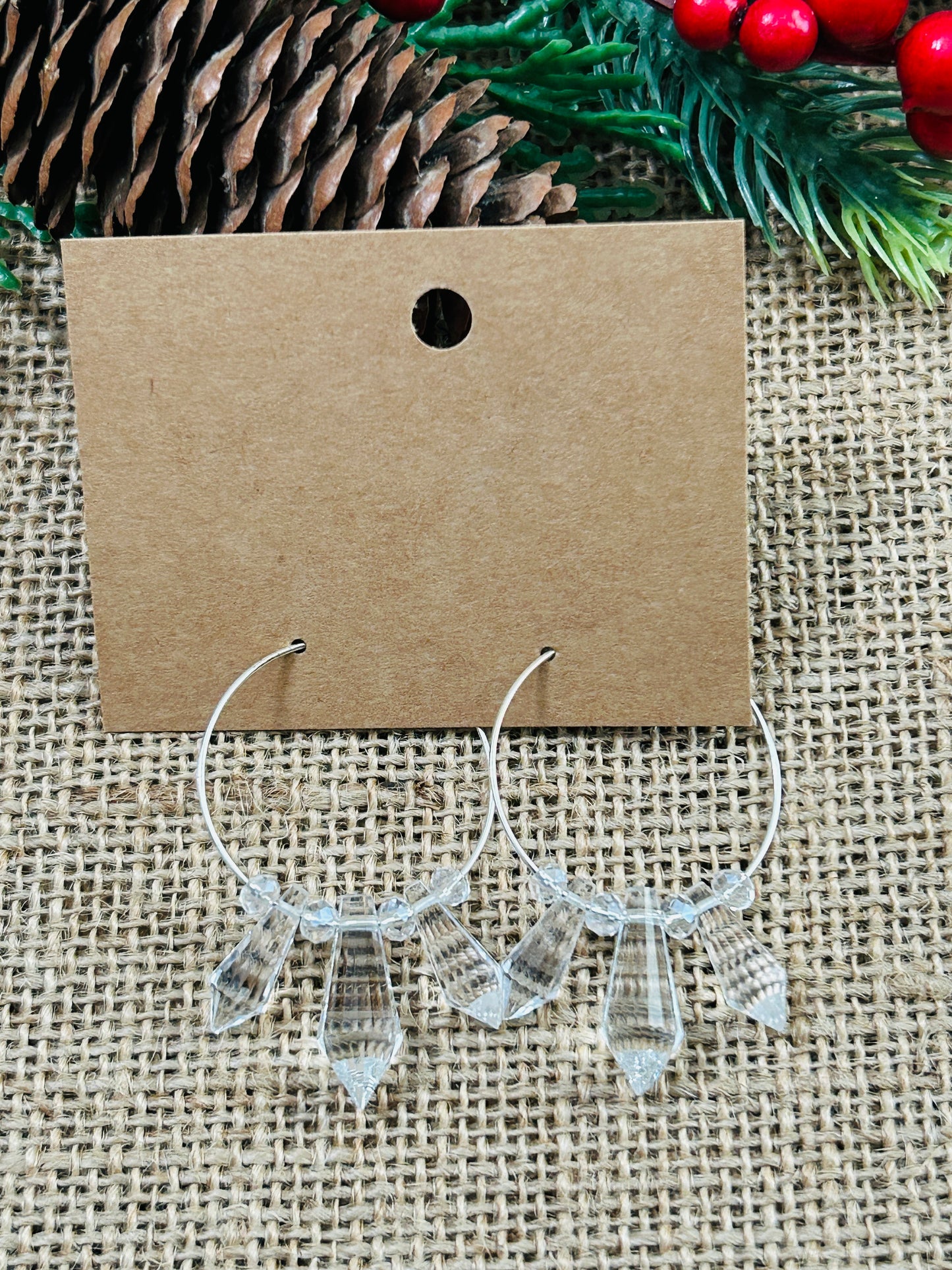 Crystal Winter Icicle Hoop Earrings 2 Colors To Choose From