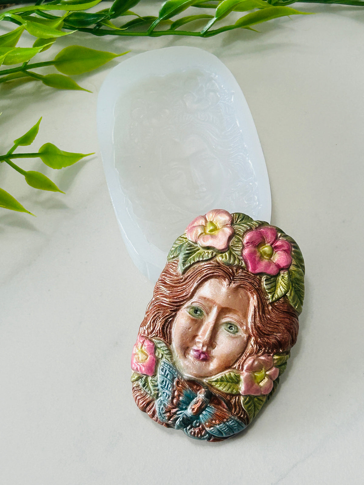 Butterfly Garden Goddess With Roses Flexible Silicone Mold For Polymer Clay Resin and more