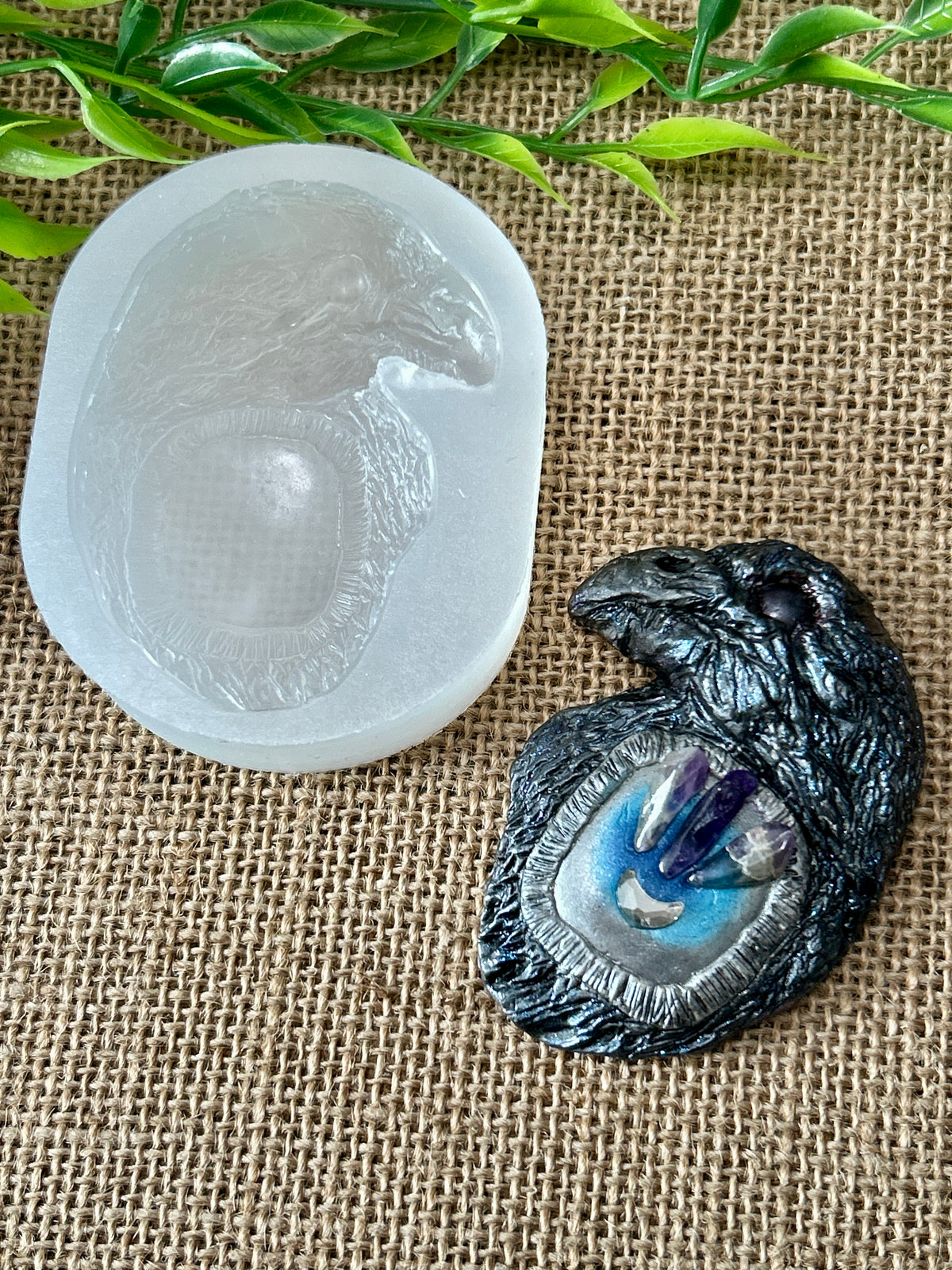 Mystical Raven Flexible Silicone Mold For Polymer Clay Resin and more