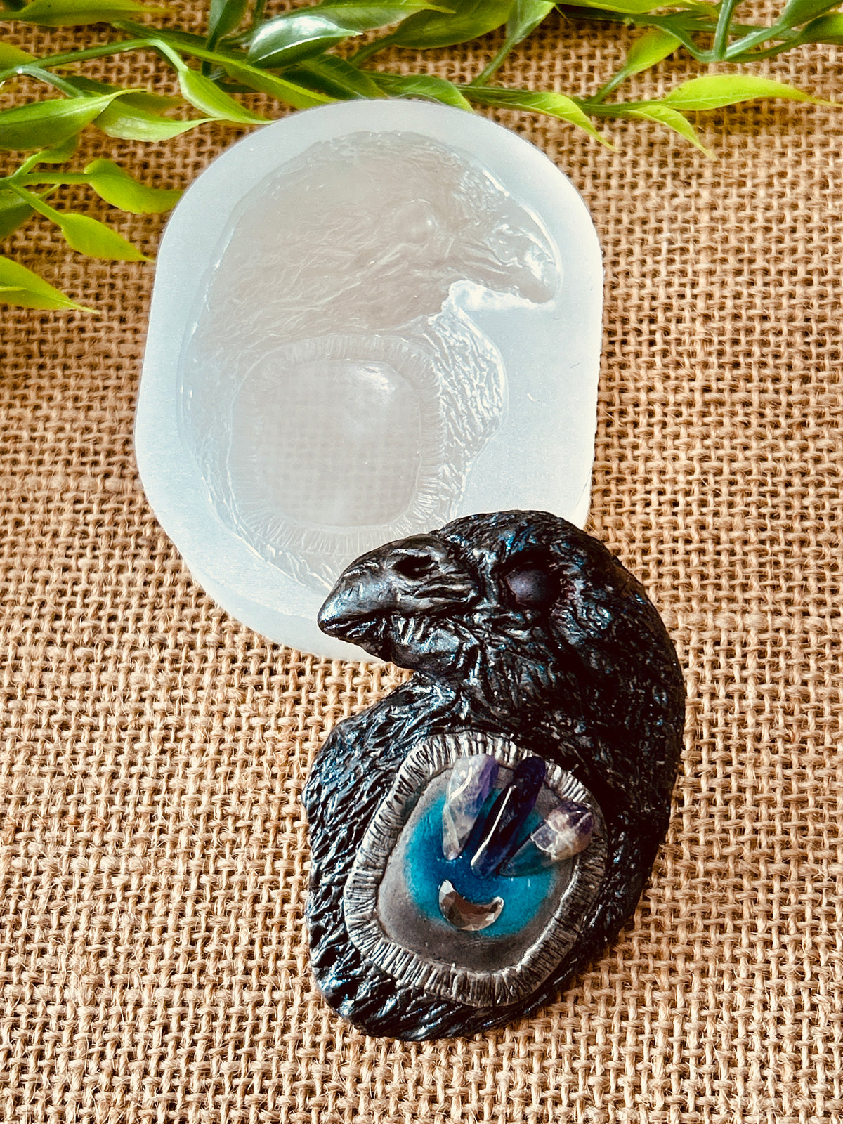 Mystical Raven Flexible Silicone Mold For Polymer Clay Resin and more