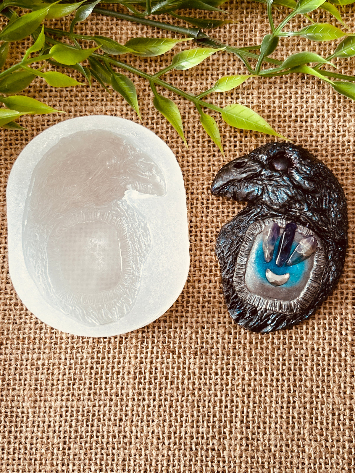 Mystical Raven Flexible Silicone Mold For Polymer Clay Resin and more