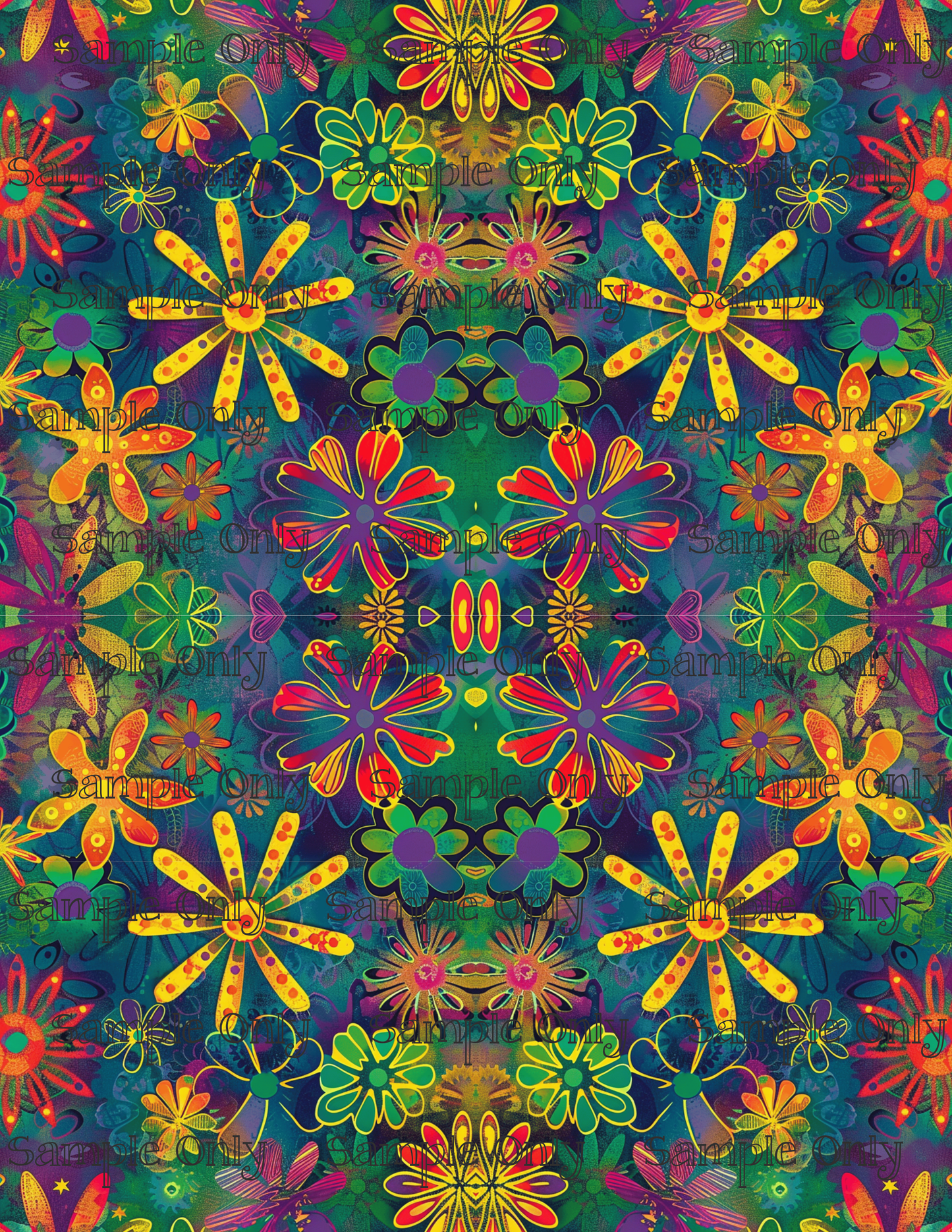 Kaleidescope Floral Set 2 Pattern Image Transfer Sheet For Polymer Clay