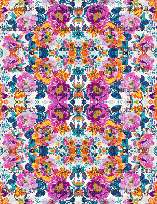 Kaleidescope Floral Set 3 Pattern Image Transfer Sheet For Polymer Clay