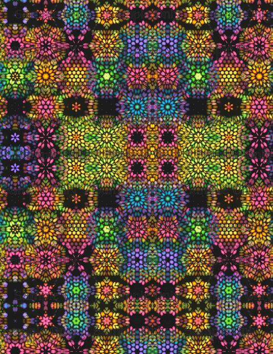 Kaleidescope Fractal Set 6 Pattern Image Transfer Sheet For Polymer Clay