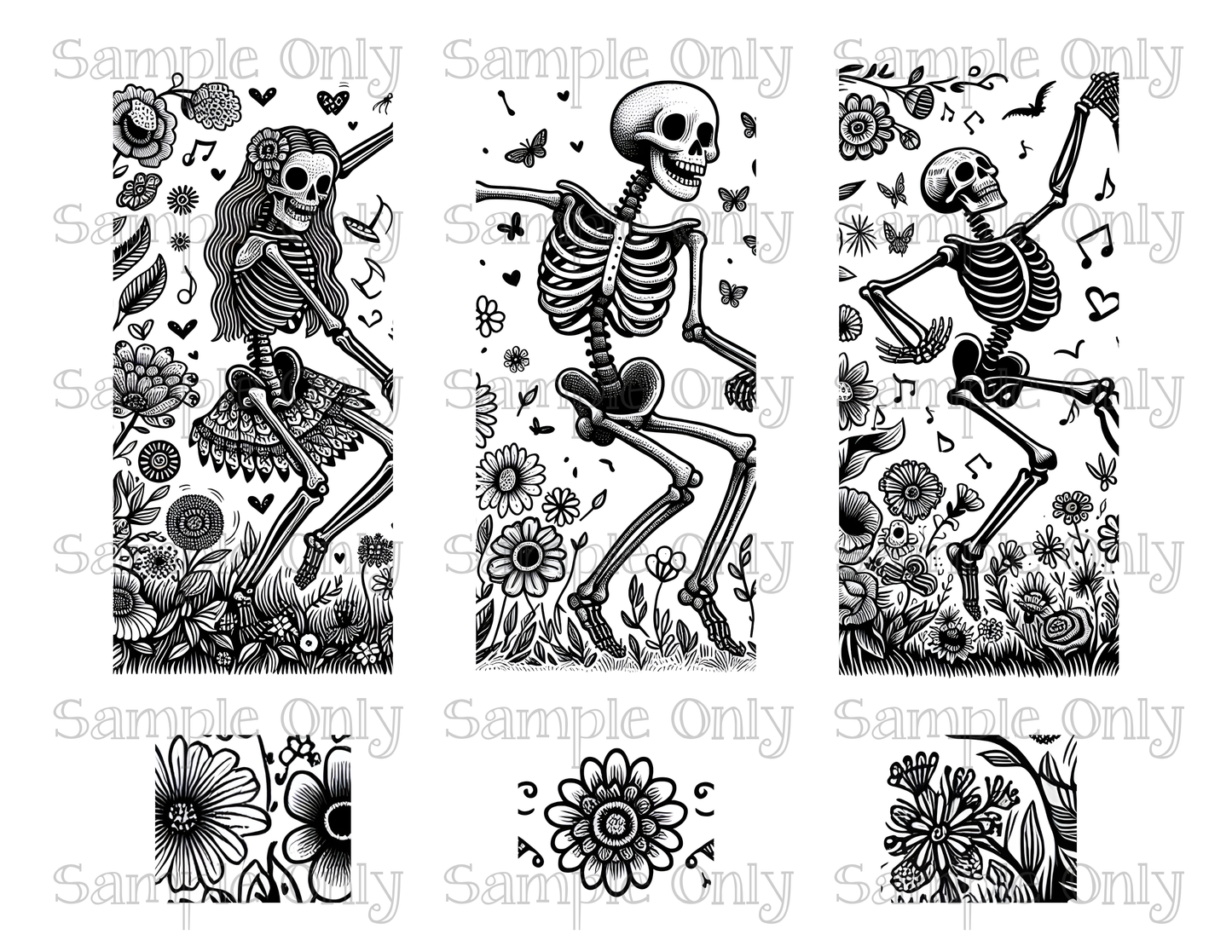 OJC X LLG Dancing Skeletons Image For Polymer Clay Transfer Sheet DIGITAL OR PRINTED