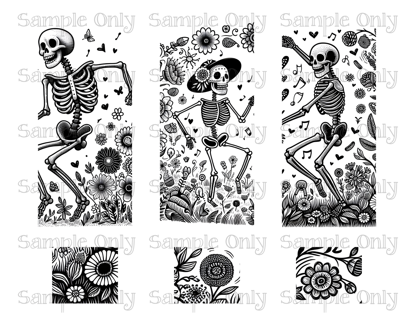 OJC X LLG Dancing Skeletons Image For Polymer Clay Transfer Sheet DIGITAL OR PRINTED