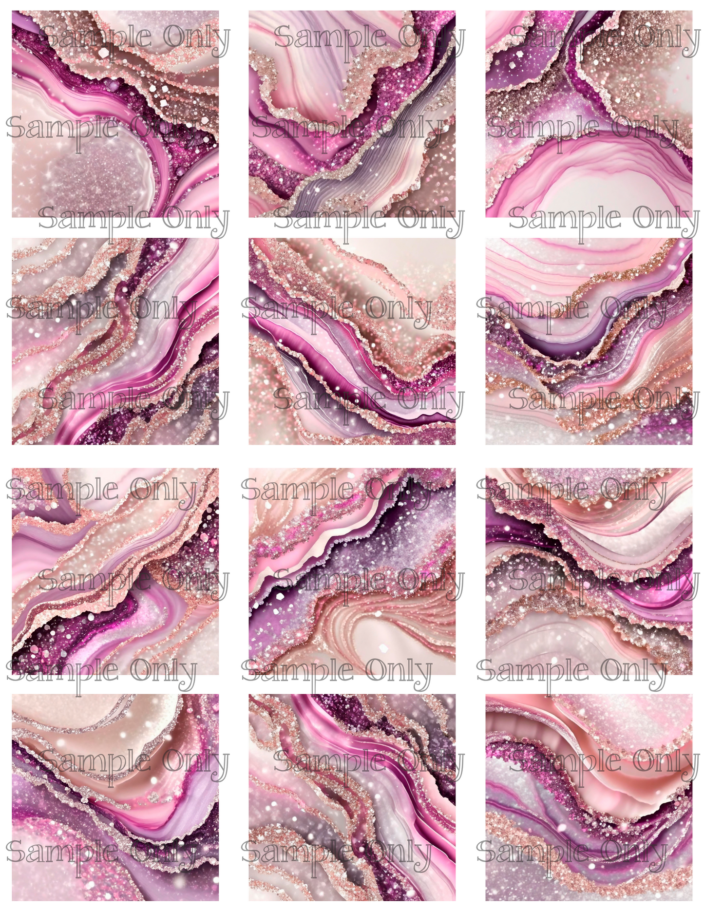 Lilac and Blush Pink Faux Ink 2 Inch Image Transfer Sheet For Polymer Clay