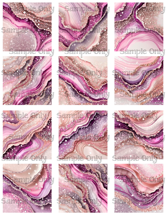 Lilac and Blush Pink Faux Ink 2 Inch Image Transfer Sheet For Polymer Clay
