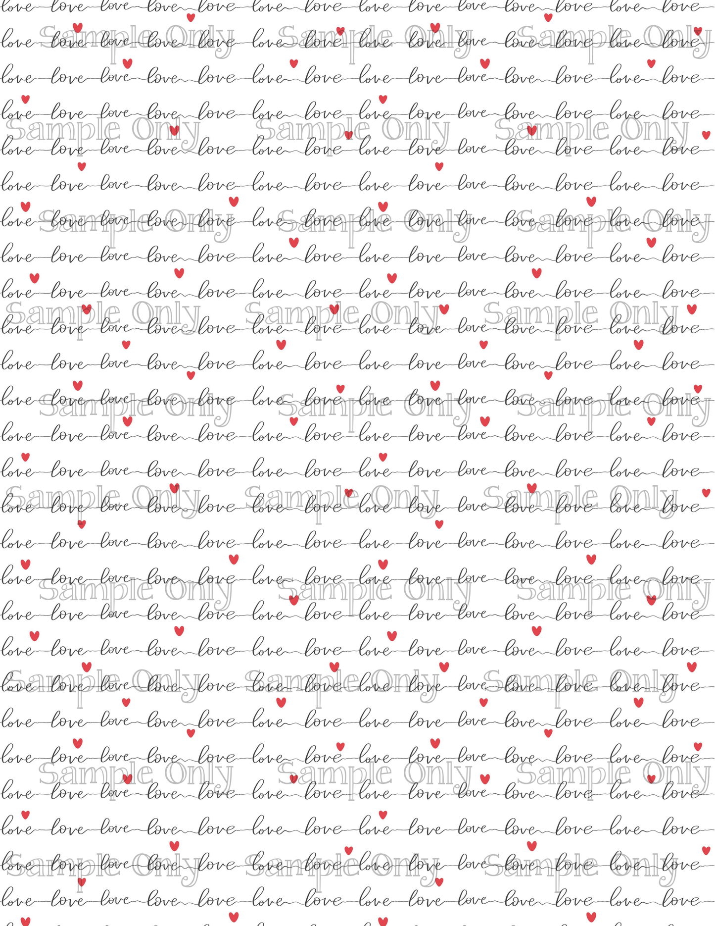 Valentine Love Script Pattern Image Sheet For Polymer Clay Transfer Decal DIGITAL FILE OR PRINTED