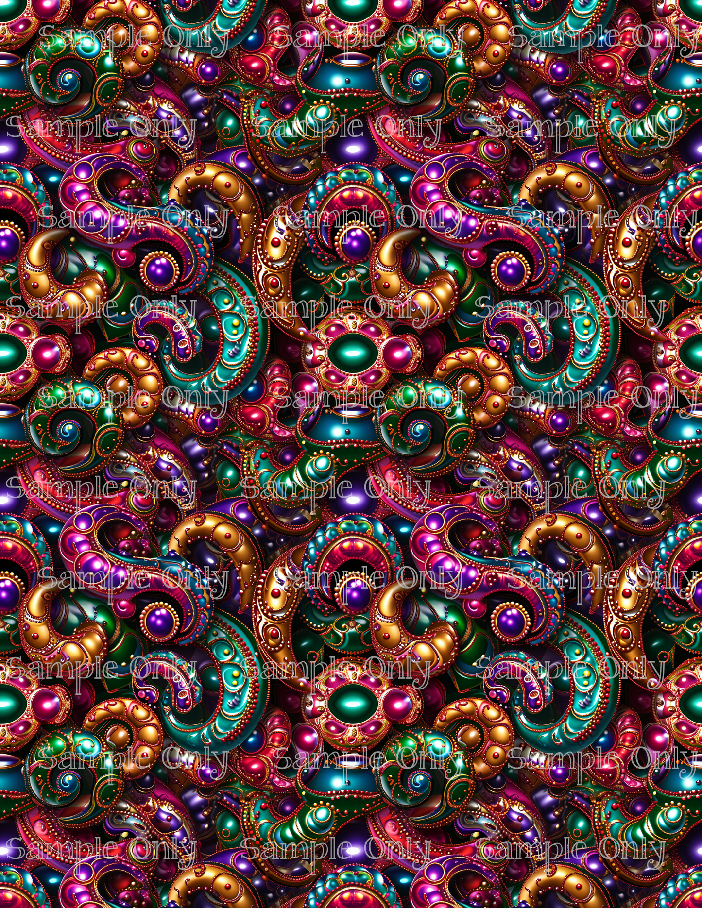 Fancy Mardi Gras Beads Set-02 Pattern Image Sheet For Polymer Clay Transfer Decal DIGITAL FILE OR PRINTED