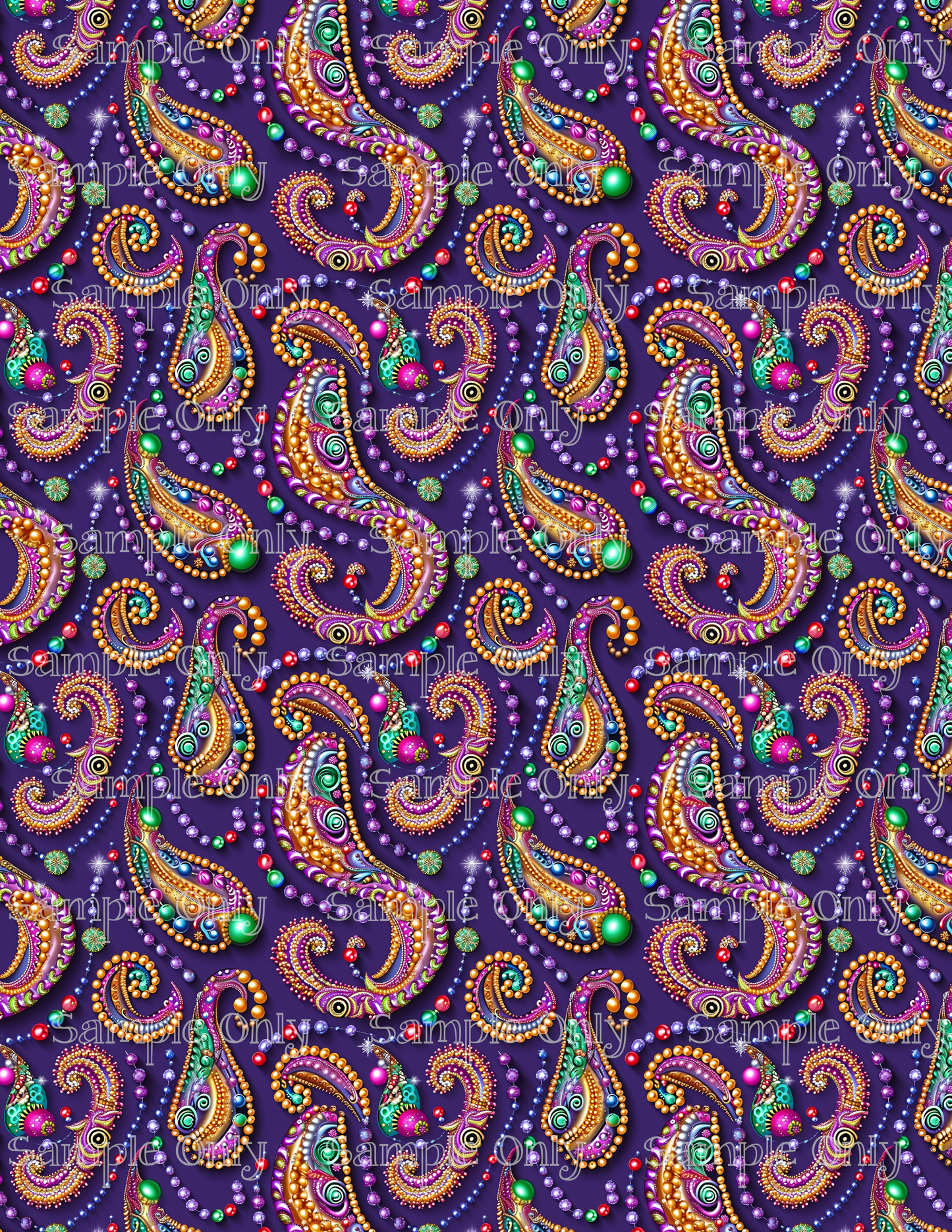 Fancy Mardi Gras Beads Set-05 Pattern Image Sheet For Polymer Clay Transfer Decal DIGITAL FILE OR PRINTED