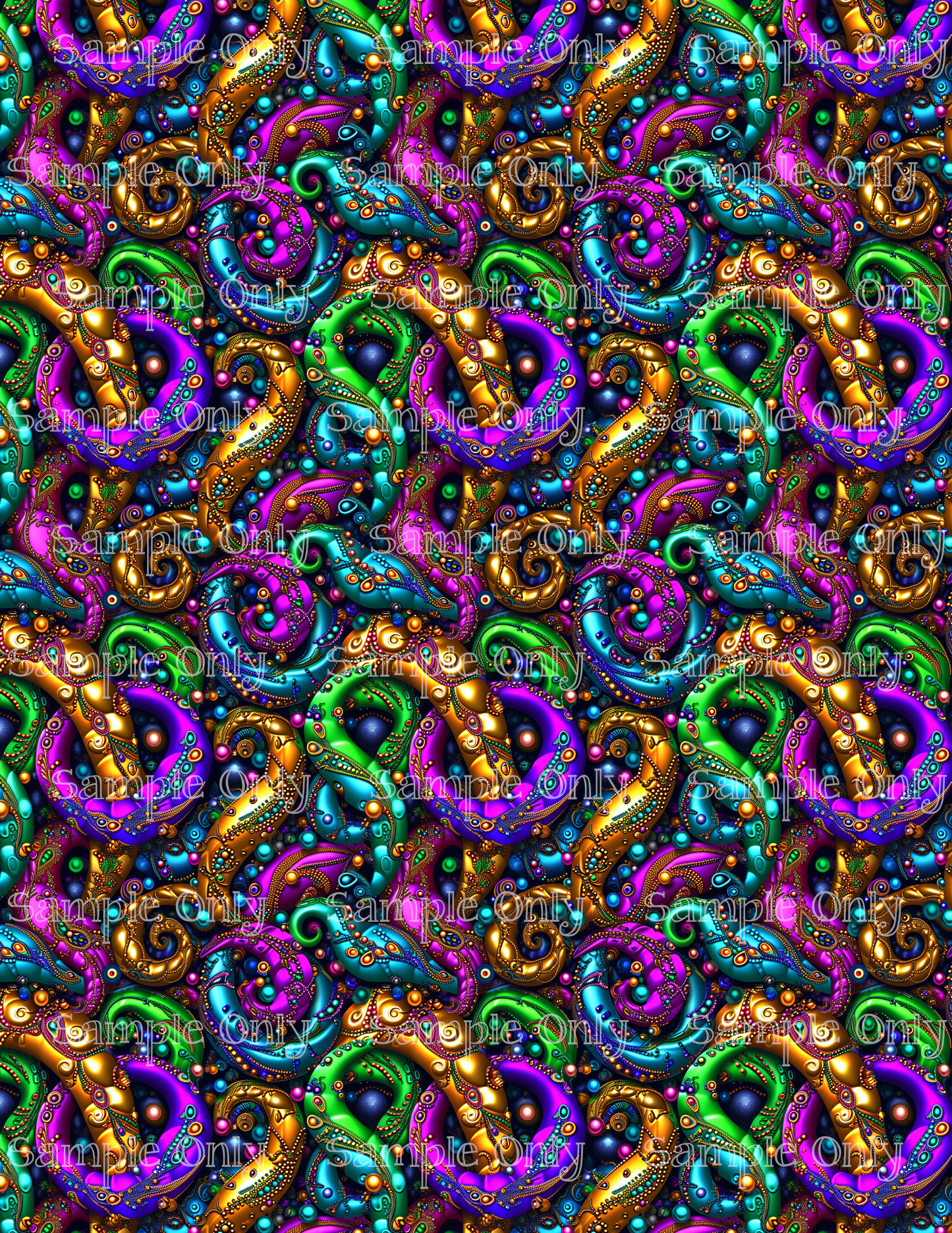 Fancy Mardi Gras Beads Set-06 Pattern Image Sheet For Polymer Clay Transfer Decal DIGITAL FILE OR PRINTED