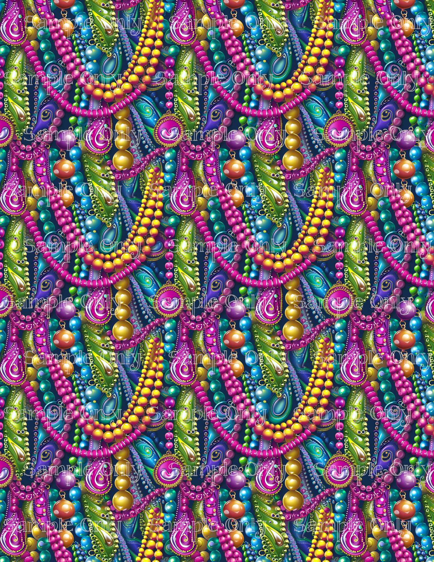 Fancy Mardi Gras Beads Set-07 Pattern Image Sheet For Polymer Clay Transfer Decal DIGITAL FILE OR PRINTED