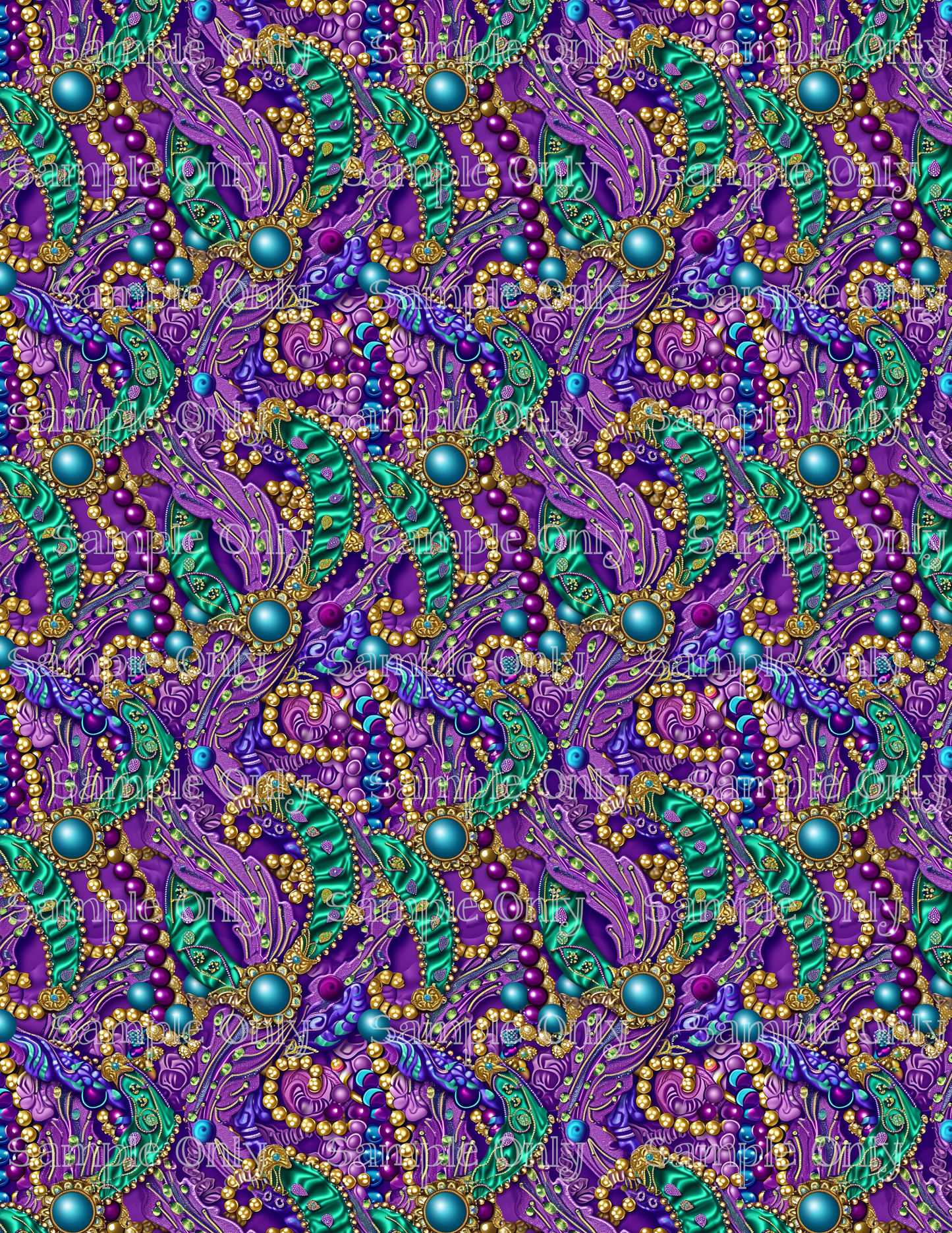 Fancy Mardi Gras Beads Set-08 Pattern Image Sheet For Polymer Clay Transfer Decal DIGITAL FILE OR PRINTED