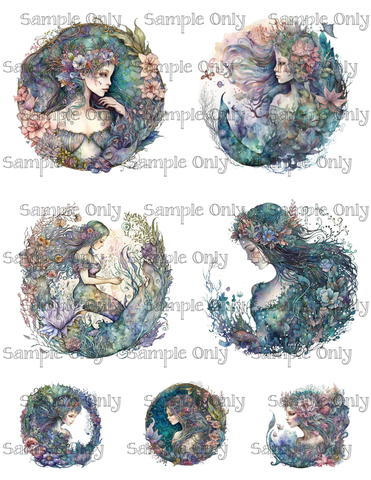 3.5 Inch Mermaid Set-04 Image Sheet For Polymer Clay Transfer Decal DIGITAL FILE OR PRINTED