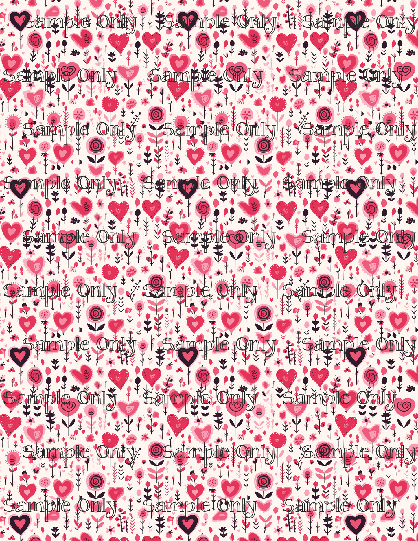 Mini Valentine Flowers Pattern Image Sheet For Polymer Clay Transfer Decal DIGITAL FILE OR PRINTED