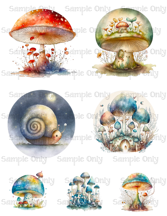 3.5 Inch Toadstool Mushrooms Set-01 Image Sheet For Polymer Clay Transfer Decal DIGITAL FILE OR PRINTED