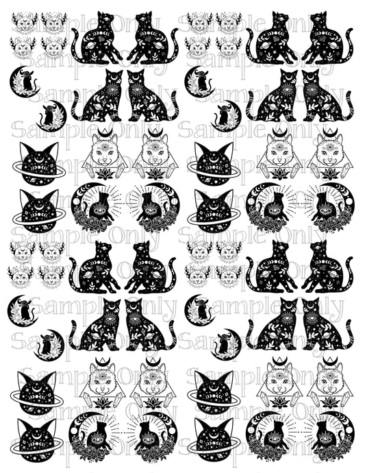 Mystical Celestial Kitty 2 DIGITAL OR PRINTED Image Transfer Sheet For Polymer Clay