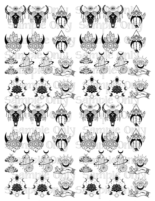 Mystical Boho DIGITAL OR PRINTED Image Transfer Sheet For Polymer Clay