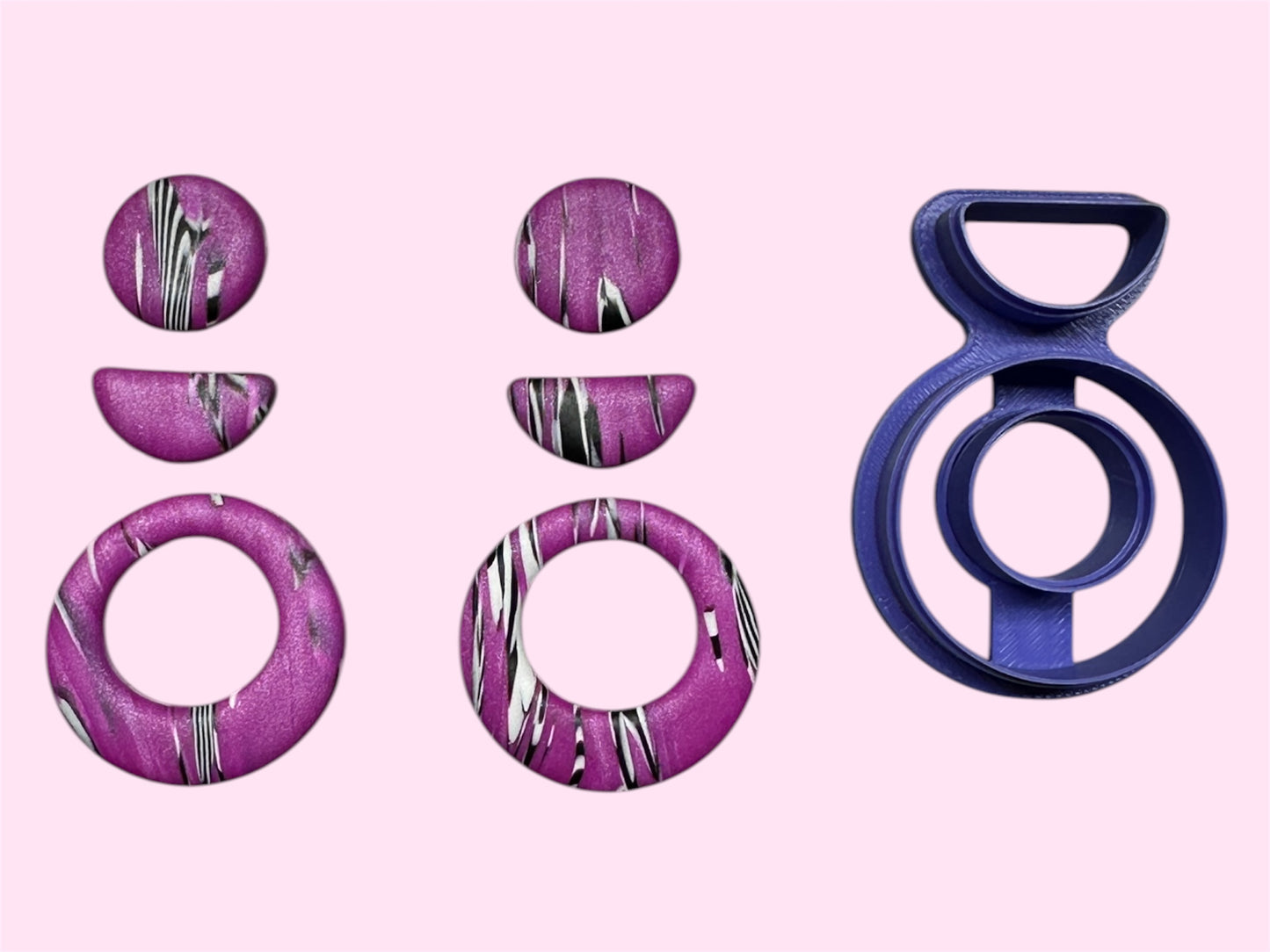 Retro Circle Hoop Duo Polymer Clay Cutter Set 11 Sizes You Choose
