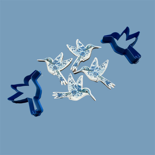 Chinoserie Hummingbird Transfer Paper and Matching Cutter Set For Polymer Clay