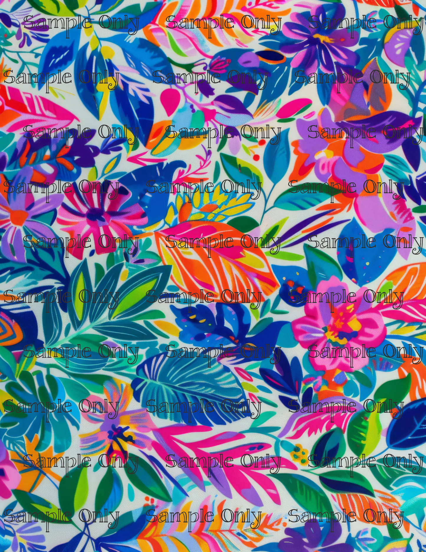 Neon Tropical Floral Pattern Image Transfer Sheet For Polymer Clay