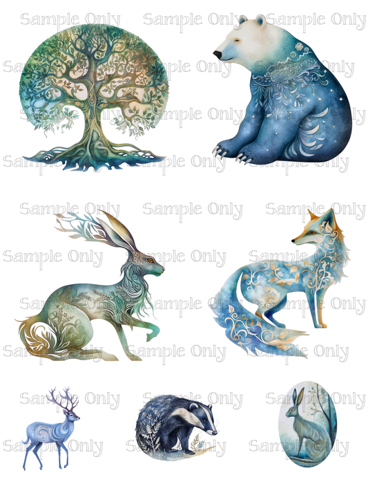 3.5 Inch Nordic Wilderness Animals Set-01 Image Sheet For Polymer Clay Transfer Decal DIGITAL FILE OR PRINTED