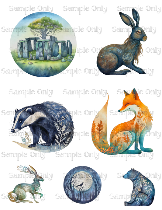 3.5 Inch Nordic Wilderness Animals Set-05 Image Sheet For Polymer Clay Transfer Decal DIGITAL FILE OR PRINTED
